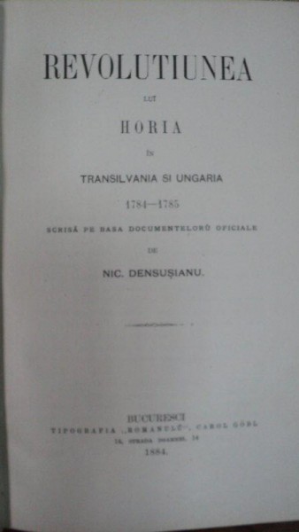 Revolutiunea lui Horea in Transilvania si Ungaria 1784 - 1785