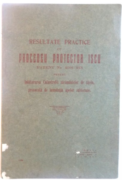 REZULTATE PRACTICE CU PROCEDEU PROTECTOR ISCU PATENT NR. 4104/915 PENTRU INLATURAREA CATASTROFEI ZACAMINTELOR DE TITEIU, PROVOCATA DE INUNDATIA APELOR SUBTERANE