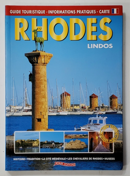 RHODES , LINDOS , GUIDE TOURISTIQUE , CARTE , ANII  ' 2000