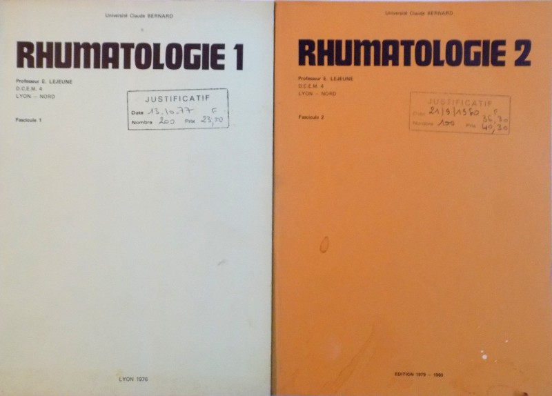 RHUMATOLOGIE, VOL. I-II de E. LEJEUNE, 1976