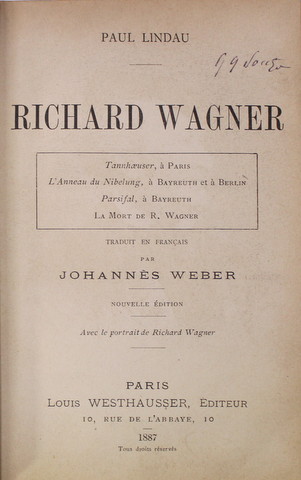 RICHARD WAGNER par PAUL LINDAU , 1887