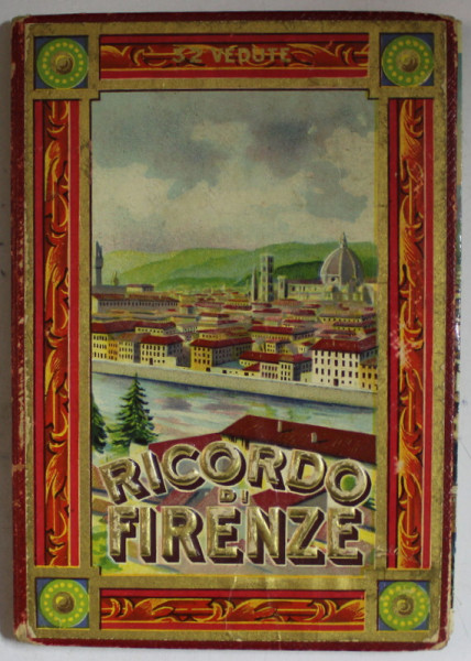 RICORDO DI FIRENZE , 32 FOTOGRAFII COLOR TIP ARMONICA , EDITIE DE INCEPUT DE SECOL XX , TEXT IN LIMBA ITALIANA