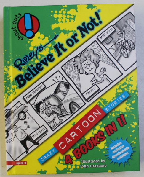 RIPLEY ' S , BELIEVE IT OR NOT, CRAZY CARTOON STORIES , 4 BOOKS IN 1 , illustrated by JOHN GRAZIANO , 2001