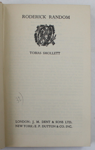 RODERICK RANDOM by TOBIAS SMOLLETT , 1937