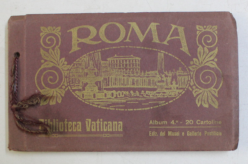 ROMA - BIBLIOTECA VATICANA  - 20 CARTOLINE , MINIALBUM CU 20 DE CARTI POSTALE ILUSTRATE , MONOCROME , EDITIE INTERBELICA