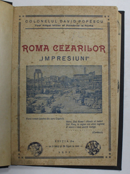 ROMA CEZARILOR ' IMPRESIUNI ' de COLONEL DAVID POPESCU , 1935
