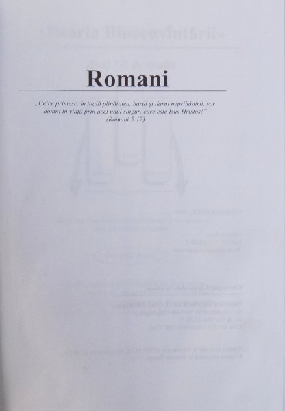 ROMANI  - " ISTORIA BINECUVANTARII "  - ANUL VII DE STUDIU , 1999