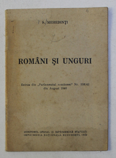 ROMANI SI UNGURI de S. MEHEDINTI , 1949