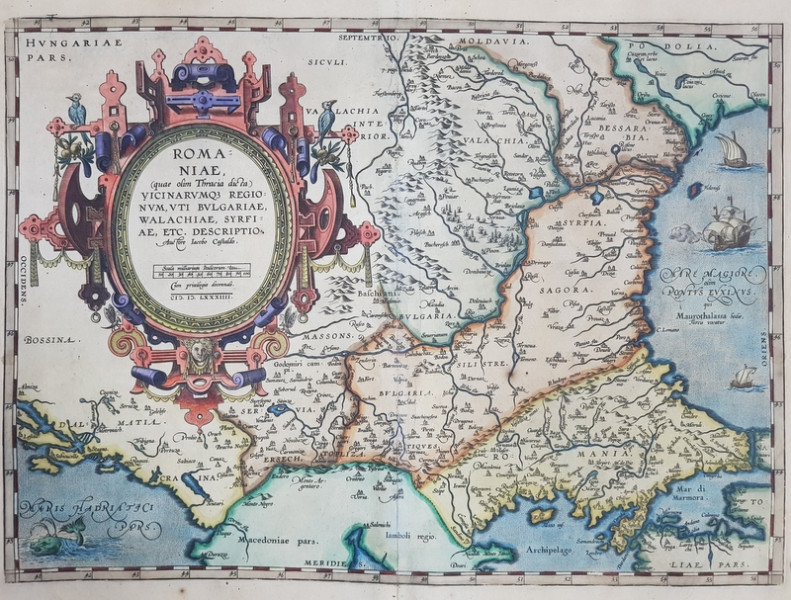 Romania, Bulgaria, Serbia - Gravura colorata, 1584