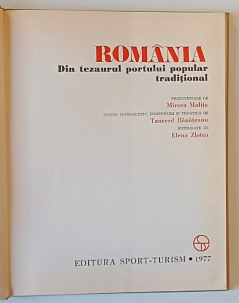 ROMANIA, DIN TEZAURUL PORTULUI POPULAR TRADITIONAL,  1977