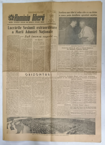 ROMANIA LIBERA , ORGANUL SFATURILOR POPULARE DIN R.P.R. , NR. 5455 , 29 APRILIE 1962