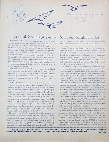ROMANIA MARITIMA SI FLUVIALA si  MAREA NEAGRA  - 1934