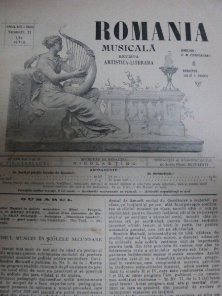 ROMANIA MUZICALA -REVISTA ARTISTICA LITERARA -ANUL XIII 1902 NR.11- 20