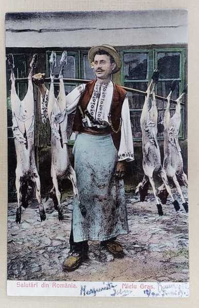 ROMANIA , OLTEAN ,  VANZATOR AMBULANT DE MIEI , CARTE POSTALA ILUSTRATA , INCEPUTUL  SEC. XX