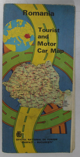 ROMANIA , TOURIST AND MOTOR CAR MAP , ANII '80