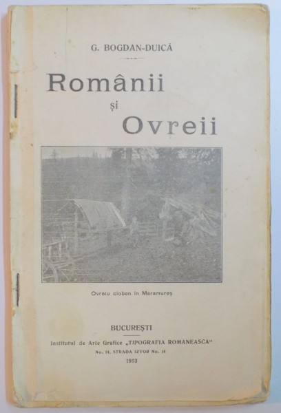 ROMANII SI OVREII de G. BOGDAN - DUICA  1913