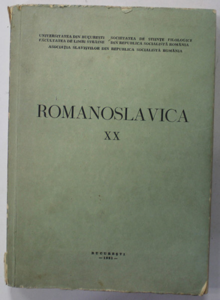 ROMANOSLAVICA . NR. XX , APARUTA 1981