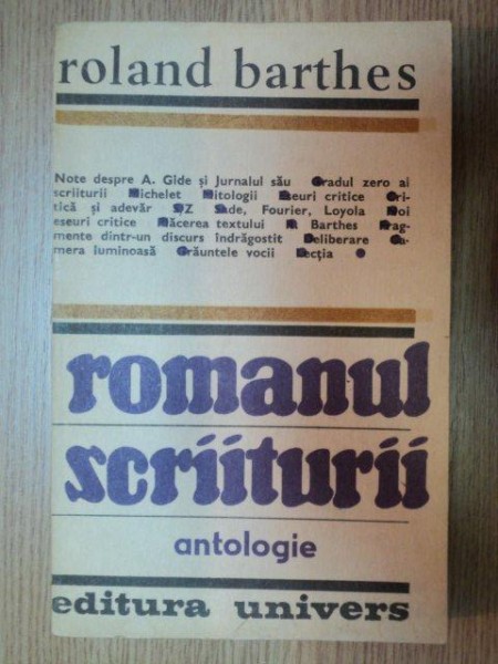 ROMANUL SCRIITURII-ROLAND BARTHES,BUC.1987