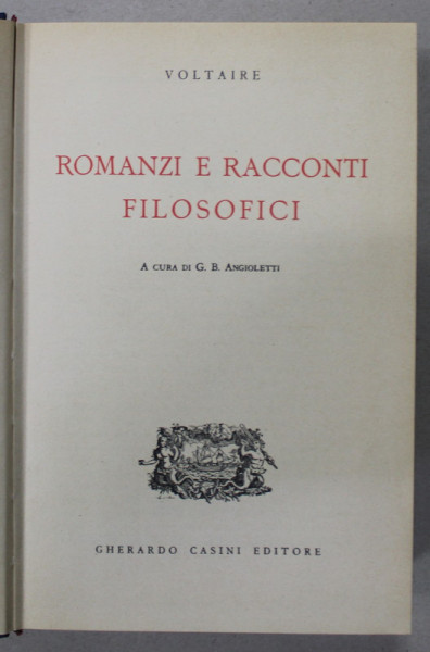 ROMANZI E RACCONTI FILOSOFICI di VOLTAIRE , TEXT IN LB. ITALIANA ,1970