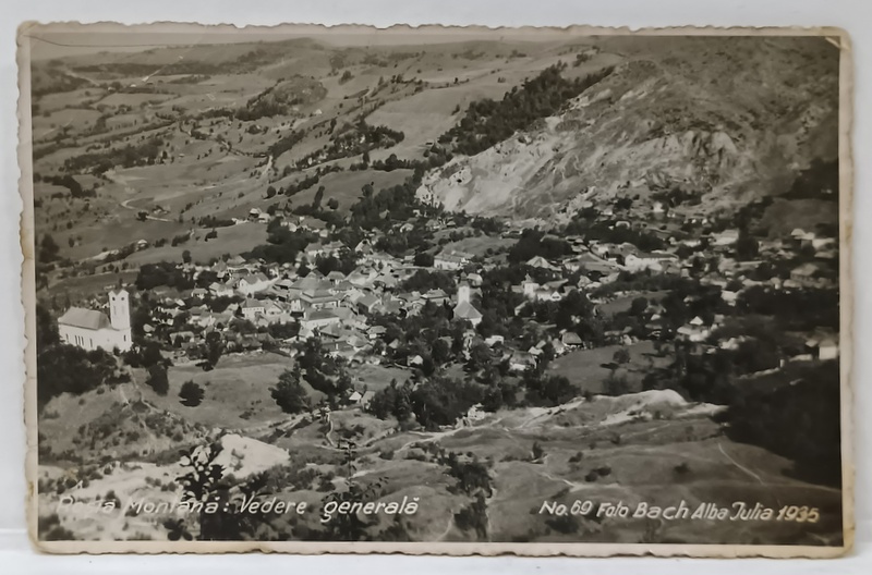 ROSIA MONTANA , VEDERE GENERALA , FOTO BACH ALBA - IULIA , CARTE POSTALA , 1936
