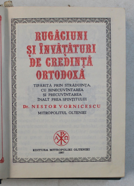 RUGACIUNI SI INVATATURI DE CREDINTA ORTODOXA , 1987