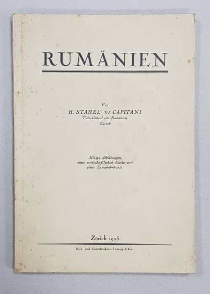 RUMANIEN de H. STAHEL DE CAPITANI - ZURICH, 1925*Dedicatie