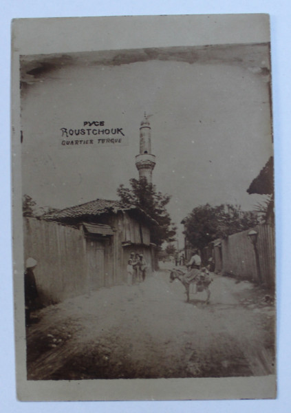 RUSCIUC  - CARTIERUL TURCESC , FOTOGRAFIE TIP CARTE POSTALA , MONOCROMA, CIRCULATA , DATATA 1927