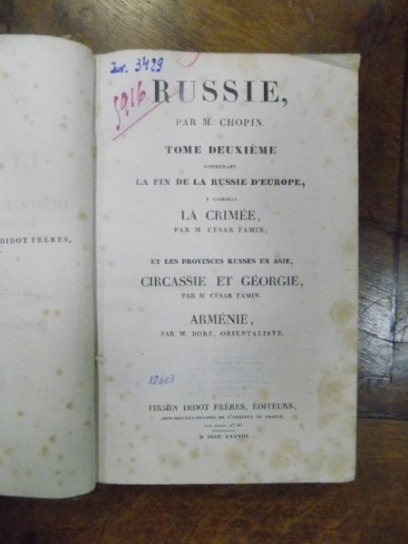 Russie, Crimee, Circassie et Georgie, Armenie,  Paris 1838