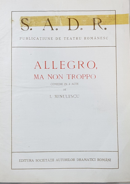 S. A. D. R. PUBLICATIUNE DE TEATRU ROMANERSC - COLEGAT DE 18 PIESE DE TEATRU