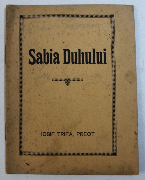 SABIA DUHULUI de PREOT IOSIF TRIFA , 1934