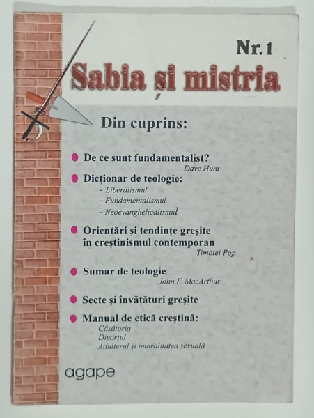 SABIA SI MISTRIA , REVISTA , NR. 1 , 2000