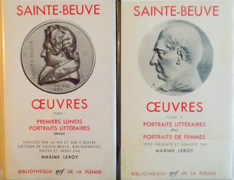 SAINTE - BEUVE, OEUVRES, VOL. I (PREMIERS LUNDIS, PORTRAITS LITTERAIRES) - VOL. II (PORTRAITS LITTERAIRES, PORTRAITS DE FEMMES) de MAXIME LEROY, 1956