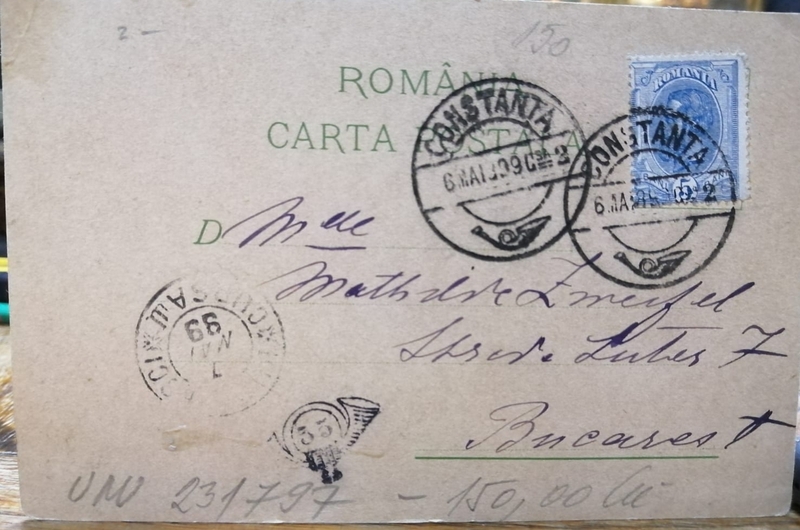 SALUTARI DIN CONSTANTA , VEDERE DINSPRE MARE SI PORTUL , CARTE POSTALA ILUSTRATA , CROMOLITOGRAFIE , CIRCULATA , CLASICA , DATATA 1899