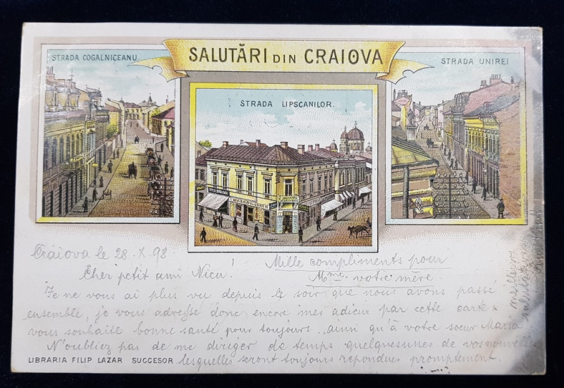 Salutari din Craiova - CP ilustrata clasica, litografie 1898