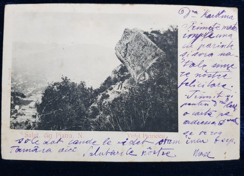 Salutari din Piatra Neamt. Varful Pietricicai - CP Ilustrata