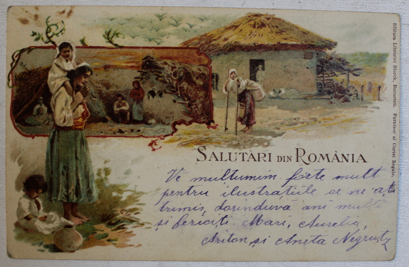 SALUTARI DIN ROMANIA , CARTE POSTALA ILUSTRATA , CROMOLITOGRAFIE , CLASICA , CIRCULATA