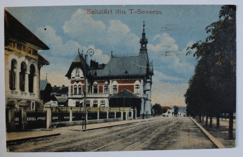 SALUTARI DIN TURNU  - SEVERIN , VEDERE DIN ORAS , CARTE POSTALA ILUSTRATA , POLICROMA , CIRCULATA , 1924