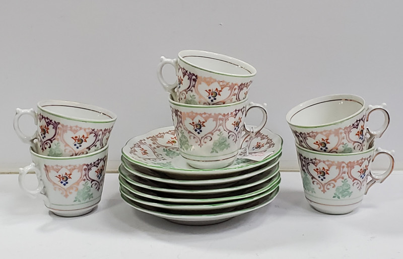 Sase cesti cu farfurioare din portelan, Wallendorfer, Germania, Secol XX