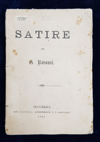 SATIRE - scrieri umoristice de G. BARONZI , 1867