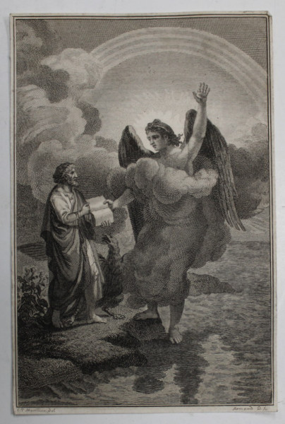 SCENA BIBLICA , GRAVURA de C.T. MARILLIER , SEC. XVIII