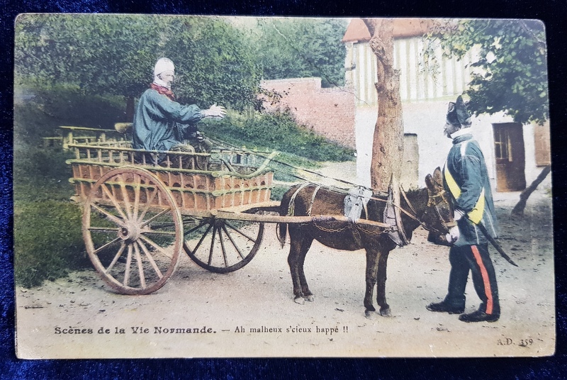 SCENES DE LA VIE NORMANDE  - CARTE POSTALA ILUSTRATA , POLICROMA , CIRCULATA , DATATA 1910