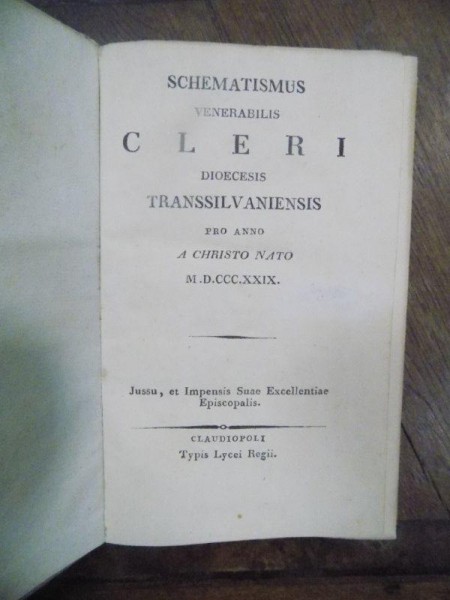 Schematismus venerabilis cleri Transsilvanensis pro anno 1829, Claudiopolis, Cluj