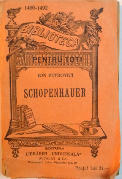 SCHIPENHAUER de  ION PETROVICI, NR. 1490-1492