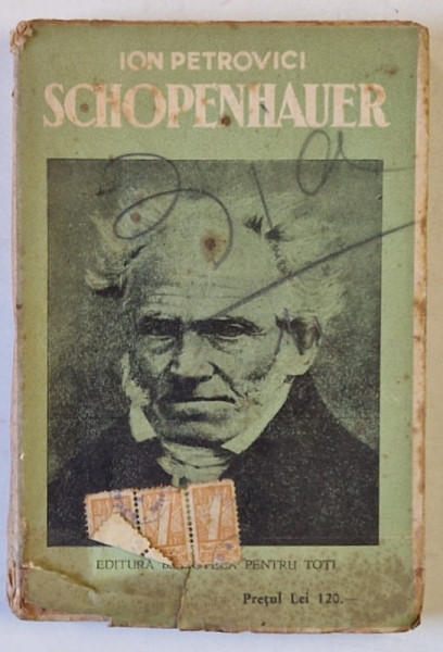 SCHOPENHAUER de ION PETROVICI , EDITIE INTERBELICA