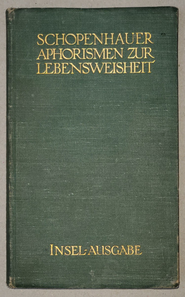 SCHOPENHAUERS APHORISMEN ZUR LEBENSWEISHEIT , 1921