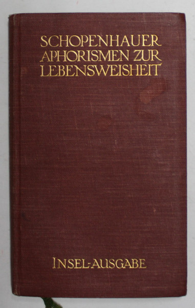 SCHOPENHAUERS APHORISMEN ZUR LEBENSWEISHEIT , 1922
