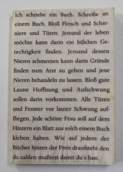 SCHRUMPELN WIRST DU WIRST EINE EXOTISCHE FRUCHT SEIN von DANIEL BANULESCU , EDITIE IN ROMANA SI GERMANA , 2002