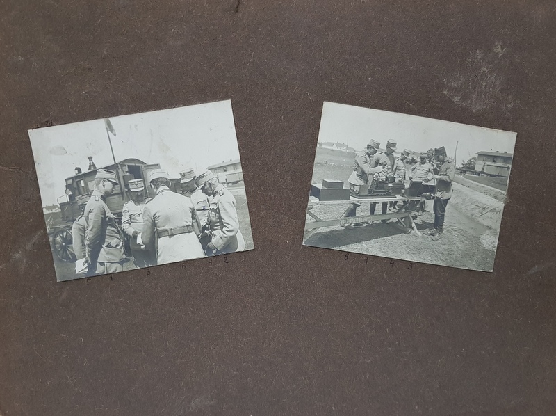 SCOALA ALTETEI SALE REGALE PRINCIPELE CAROL , CAZARMA GENIULUI , BUCURESTI , 2 FOTOGRAFII DIN TIMPUL PREGATIRII IMPREUNA CU OFITERI SUPERIORI , DATATA 20 MAI 1913