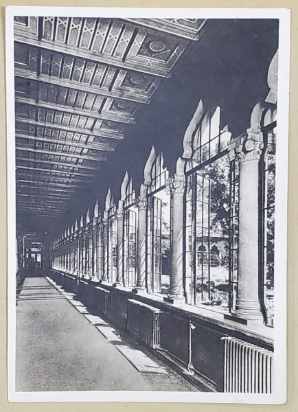 SCOALA CENTRALA DE FETE DIN BUCURESTI , 1890 , ARHITECT ION MINCU , CORIDORUL DE LA CLASELE IV - VI  , CARTE POSTALA , INTERBELICA