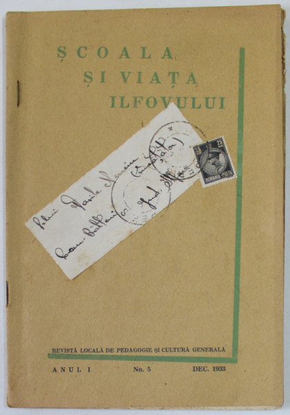 SCOALA SI VIATA ILFOVULUI , REVISTA LOCALA DE PEDAGOGIE SI CULTURA GENERALA , ANUL I , NR. 5 , DEC. 1933